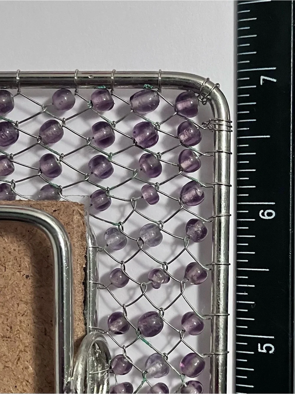 PURPLE GLASS Beaded NEW VIEW Frame / Holds 3.5x5 Photo / UNUSUAL Handmade